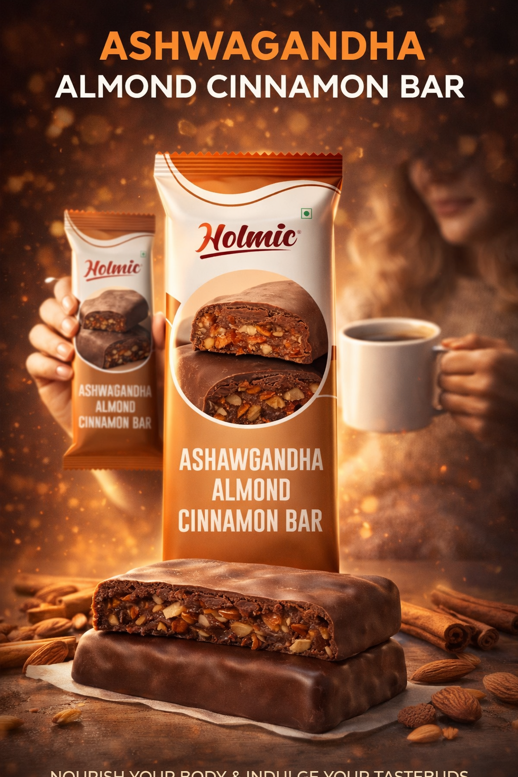 Holmic Ashwaghandha Almond Cinnamon Bar
