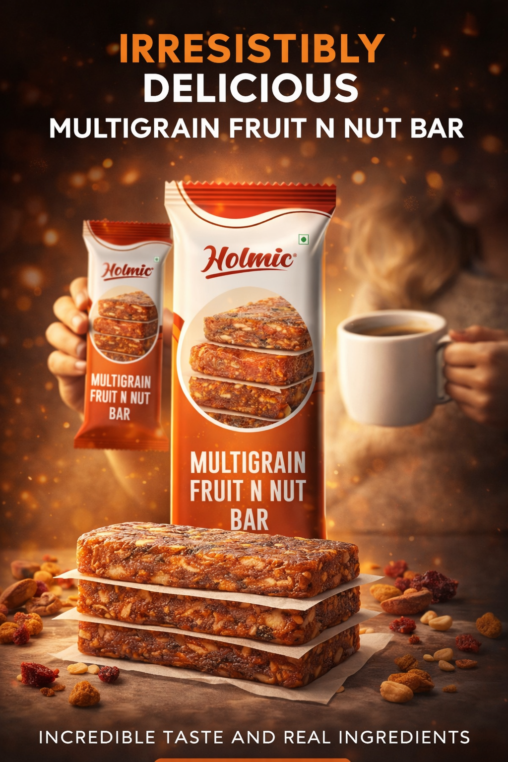 Holmic Multigrain Fruit N Nut Bar (Pack Of 6)